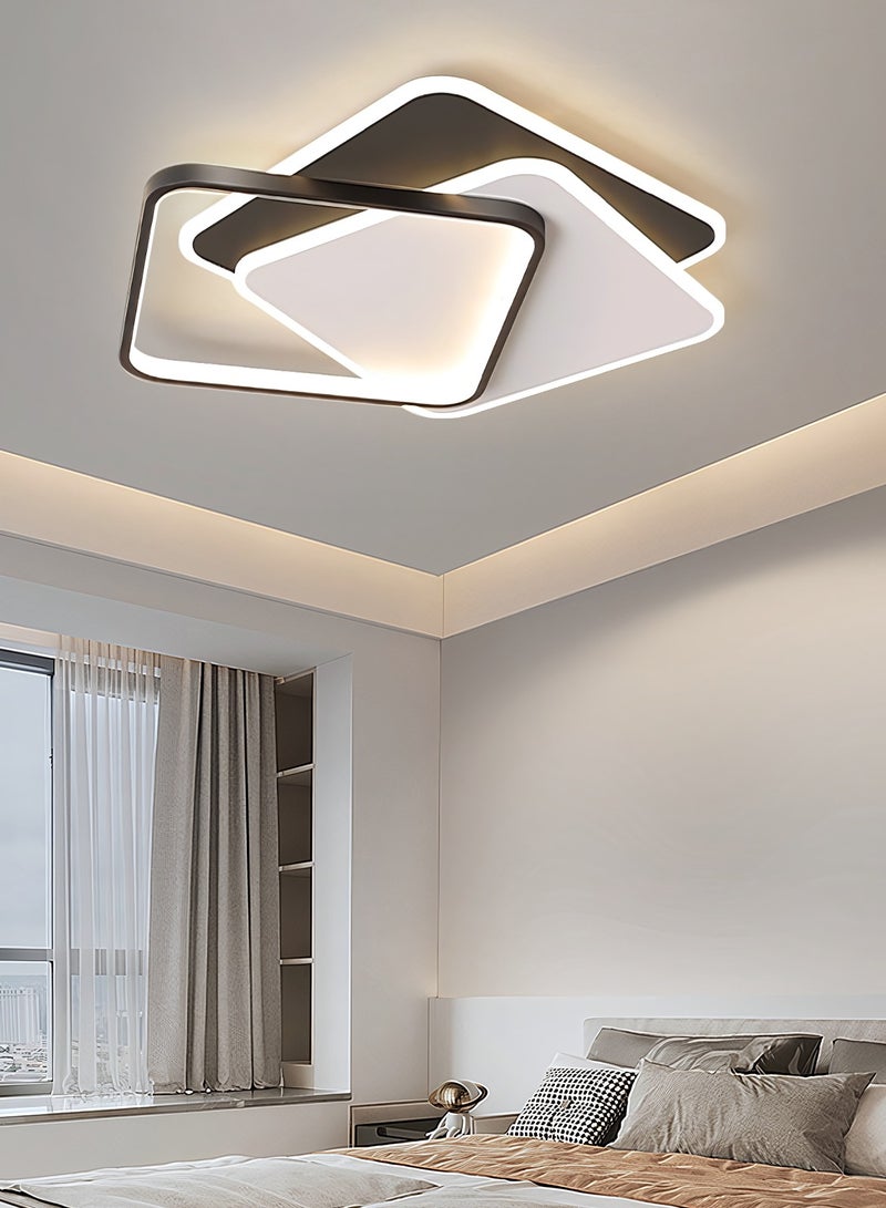 Modern LED Ceiling Light Bedroom,Square White and Black Ceiling Lights for Living Room,Kitchen,Dining Room,Study,Dimmable Acrylic Ceiling Lamp