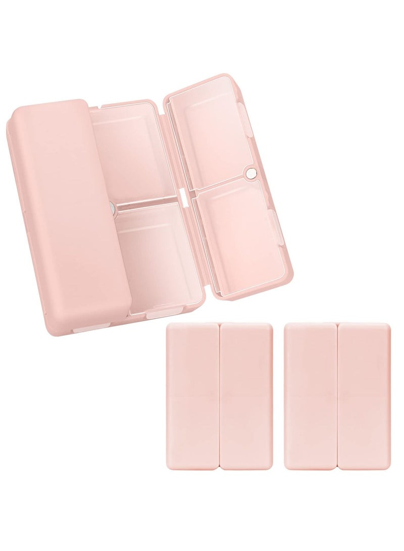 SYOSI 2 Pcs Pill Organizers, Portable Daily Pill Organizer Box 7 Compartments Travel Pill Case Pocket Pill Box for Vitamins, Cod Liver Oil, Supplements and Medication (Pink)