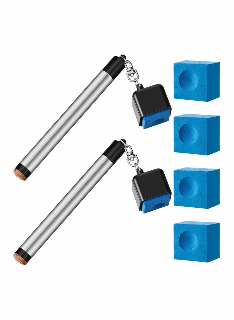 2 Pcs Portable Billiards Chalk Holder with Cue Tip er & 4 Chalk Cubes - Essential Pool Table Accessories for Sports, Tournaments & Home Use