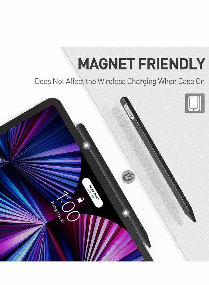 Case Fit for Apple Pencil 2nd Generation: 2 Pack Protective Silicone Cover + 4 Nibs Cover for iPad Pro 11 12.9 Inch, Soft Sleeve Compatible with Magnetic Charging and Double Tap (Black,White)