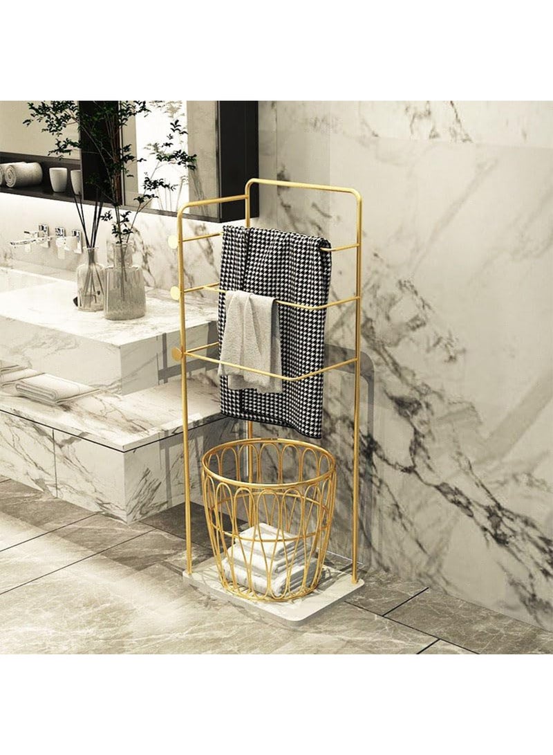 Towel Rack with Basket for Dirty Clothes 3 Tier standing Blanket Rack for Bathroom and Bedroom