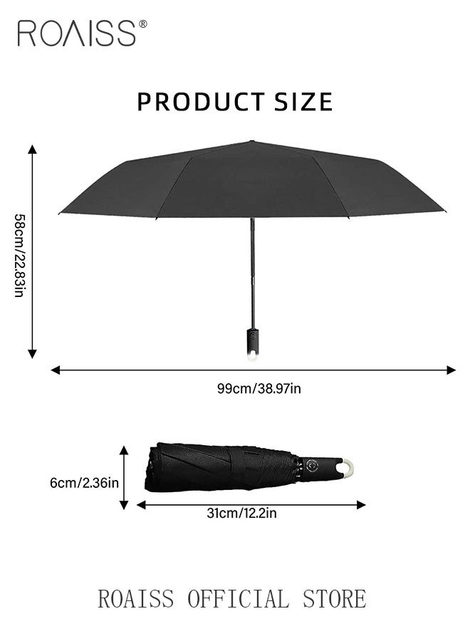 Lightweight and Hook Type Automatic Umbrella Unisex Rain and Shine Dual Use 8 Rib Reinforced Thickened Portable Arc Umbrella for UV Protection Rain Resistant and Windproof Folding Parasol