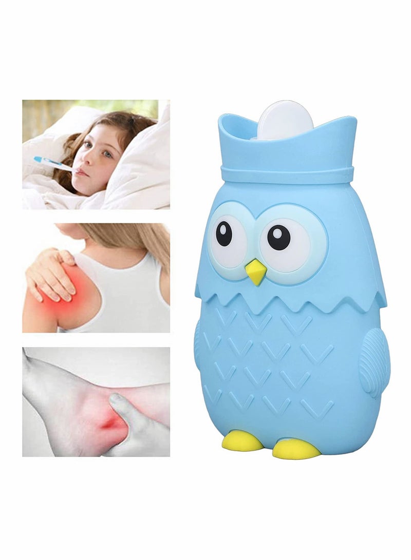 Cute Portable Silicone Hot Water Bag Reusable Winter Heating Bottle Microwave Safe Light Blue