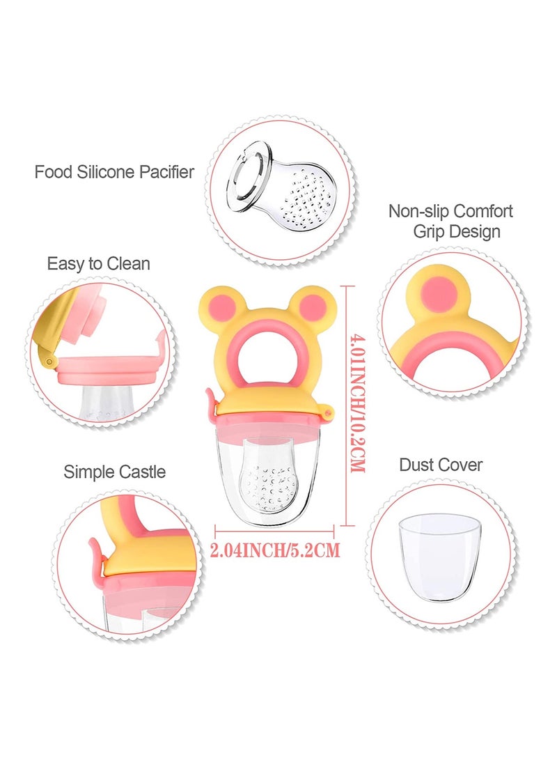 Silicone Baby Fruit Food Feeder Pacifier, 4 Pack Fresh Food Teething Toys, BPA Free Self Feeding & Gum Chew for Safe Baby Feeding