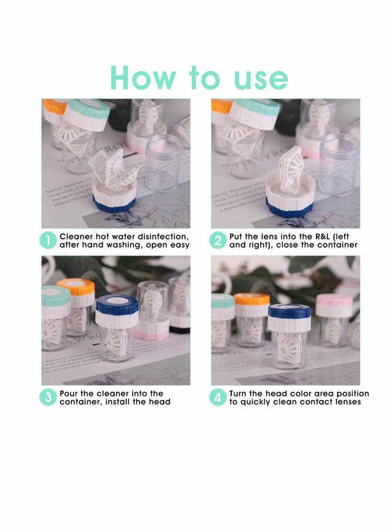 5 Pcs Manually Contact Lens Washer Cleaner Contact Lens Case Portable Rotation Contact Lens Cleaning Container for Everyday Use