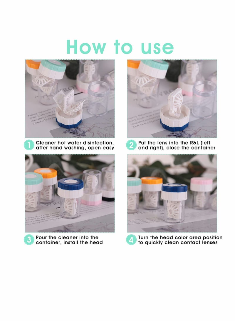 5 Pcs Manually Contact Lens Washer Cleaner Contact Lens Case Portable Rotation Contact Lens Cleaning Container for Everyday Use