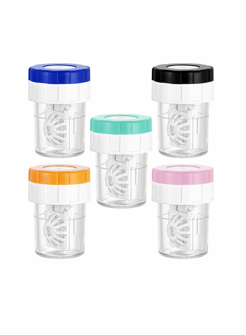 5 Pcs Manually Contact Lens Washer Cleaner Contact Lens Case Portable Rotation Contact Lens Cleaning Container for Everyday Use