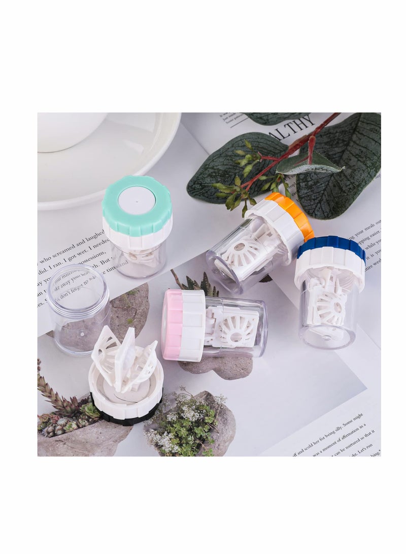 5 Pcs Manually Contact Lens Washer Cleaner Contact Lens Case Portable Rotation Contact Lens Cleaning Container for Everyday Use