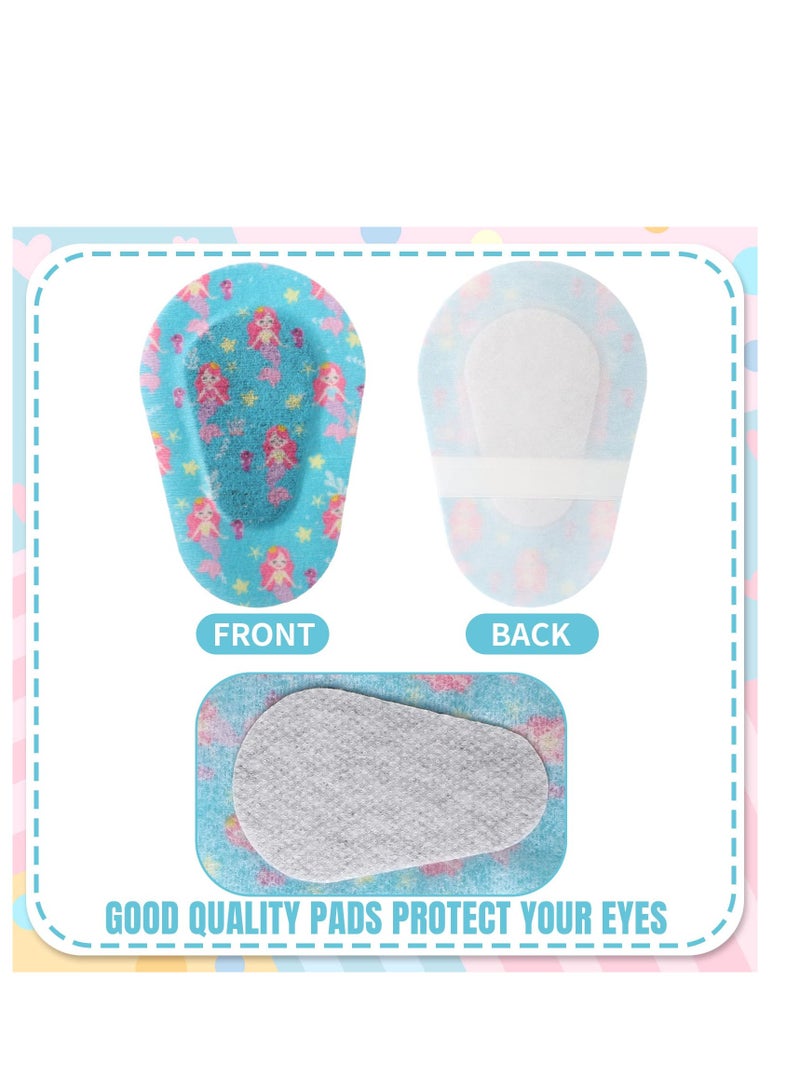 Adhesive Eye Patches, 60 Pcs Kids Girls Eye Patches Toddler, Eye Patches Bulk, Eye Patch Fabric Breathable, Fun Cute Designs Cotton Adhesive Bandages, for Kids Light Blocking 6 Styles
