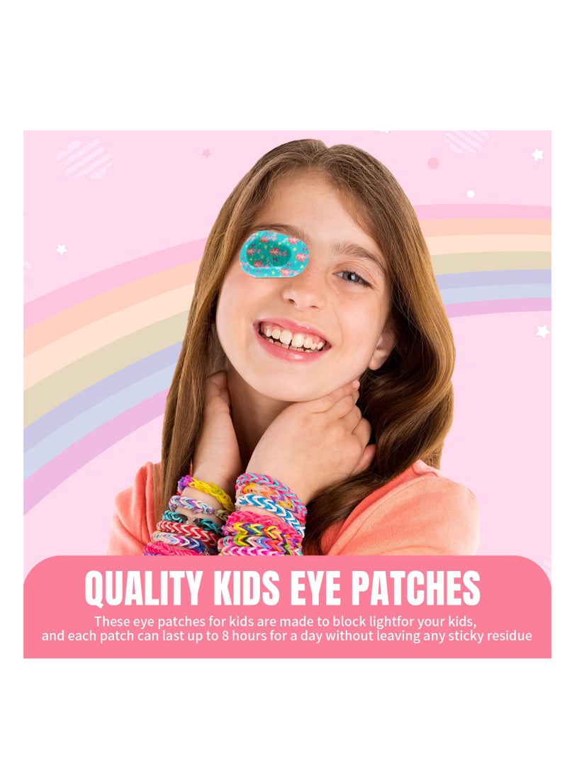 Adhesive Eye Patches, 60 Pcs Kids Girls Eye Patches Toddler, Eye Patches Bulk, Eye Patch Fabric Breathable, Fun Cute Designs Cotton Adhesive Bandages, for Kids Light Blocking 6 Styles