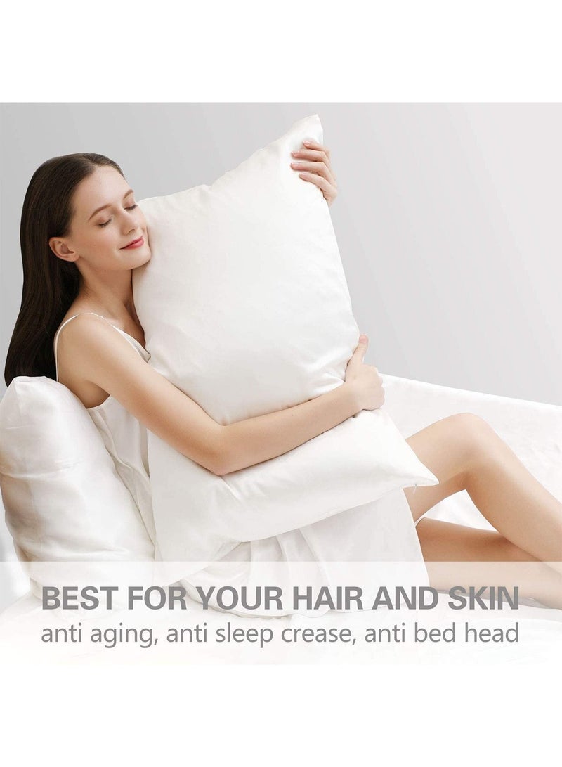 Mulberry Silk Pillowcase for Hair and Skin Soft Breathable White 48cm*74cm (White 1PC)