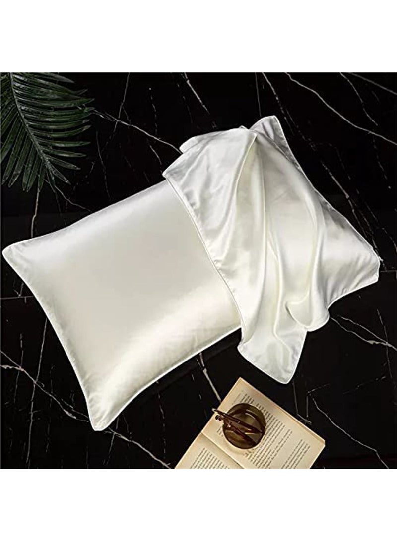 Mulberry Silk Pillowcase for Hair and Skin Soft Breathable White 48cm*74cm (White 1PC)