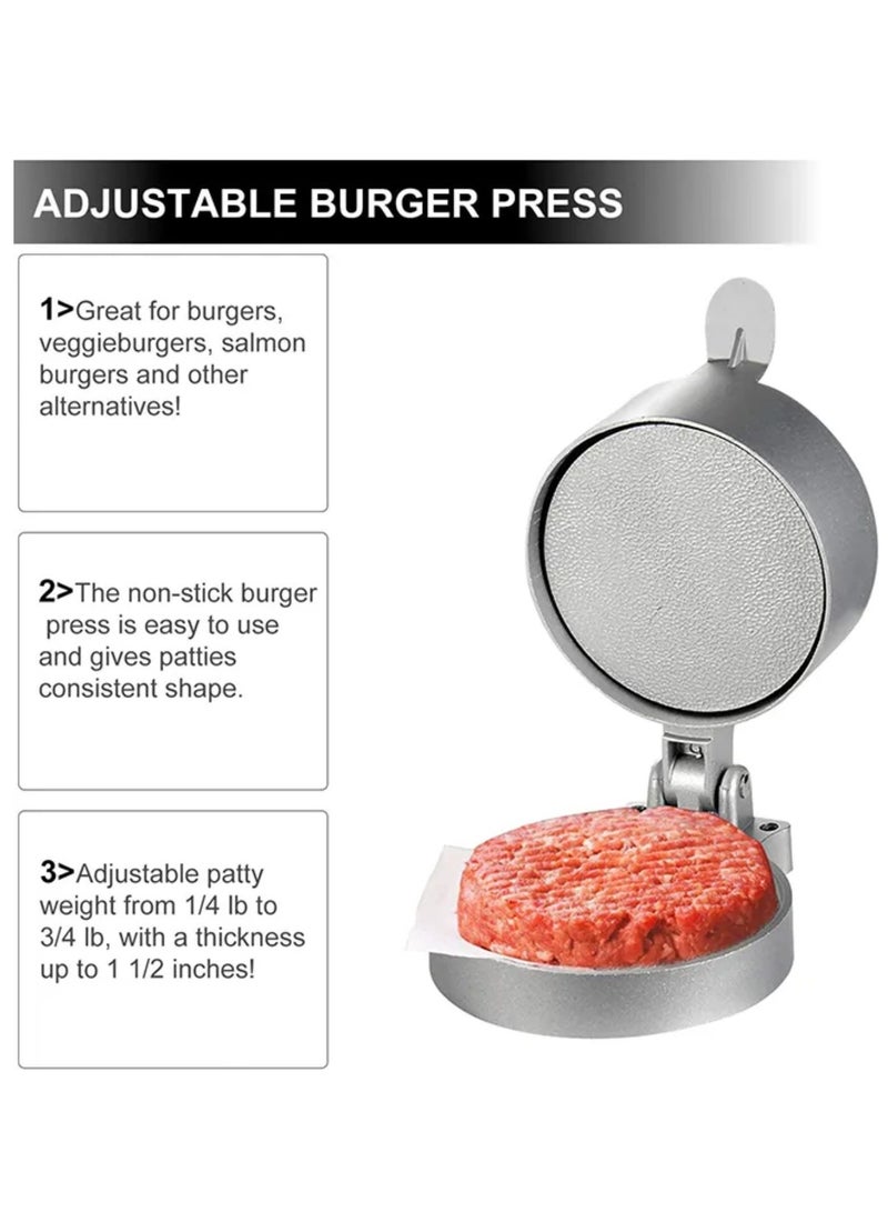 Adjustable Burger Press Hamburger Patty and stuffing Maker, Non Stick Patty Making molds are Suitable for Beef, Vegetables, Burgers and Cooking, Ideal for BBQ