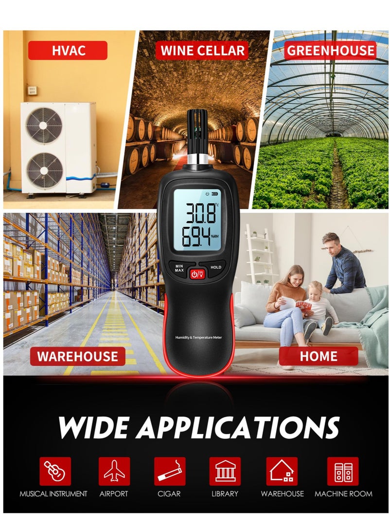 WT83 Temperature Humidity Meter, High Precision Thermometer Hygrometer with Ambient Dew Point Wet Bulb Temperature Indoor Outdoor, Max/Min Data Hold, 1000 Sets Data Log, Batteries Included