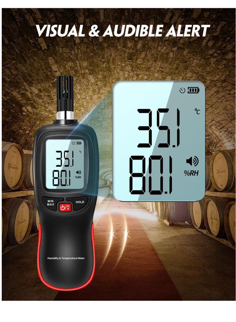 WT83 Temperature Humidity Meter, High Precision Thermometer Hygrometer with Ambient Dew Point Wet Bulb Temperature Indoor Outdoor, Max/Min Data Hold, 1000 Sets Data Log, Batteries Included