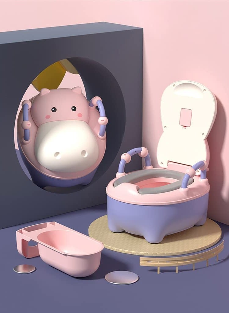 Potty Training Toilet for Toddlers, Soft Seat Potty Chair with Removable Pot, Splash Guard & Non-Slip Design, Includes Toilet Tissue Dispenser (Pink)