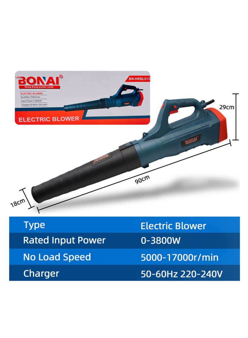 Electric Leaf Blower 3800W High Power 6 Variable Speeds Lawn Driveway Patio and Villa Cleaning 90CM Length Multifunctional Yard Care Tool