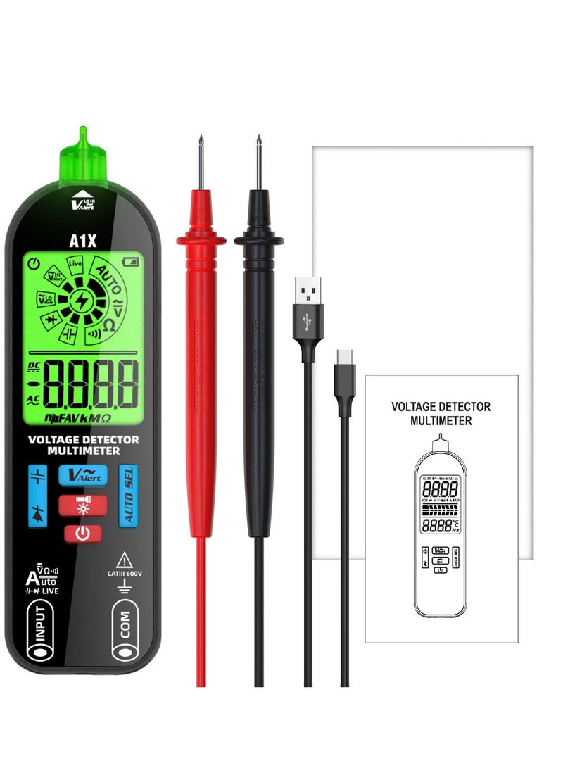 Smart Digital Multimeter, Rechargeable Voltmeter, Capacitance Diode Current Resistance Continuity Frequency AC DC Voltage Tester