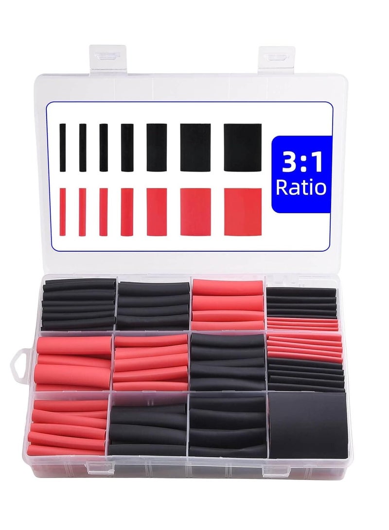 Heat Shrink Tubing 200pcs Ratio 3:1 Heat Shrink Tubing Black Red Heat-Shrink Tube Wire Shrink Wrap Electrical Cable Wire Kit Set Insulation Protector Connector Heatshrink Tubing 7 Size
