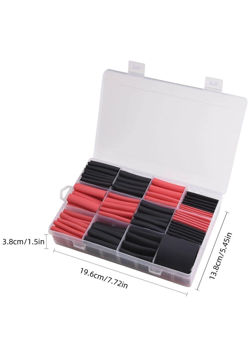Heat Shrink Tubing 200pcs Ratio 3:1 Heat Shrink Tubing Black Red Heat-Shrink Tube Wire Shrink Wrap Electrical Cable Wire Kit Set Insulation Protector Connector Heatshrink Tubing 7 Size