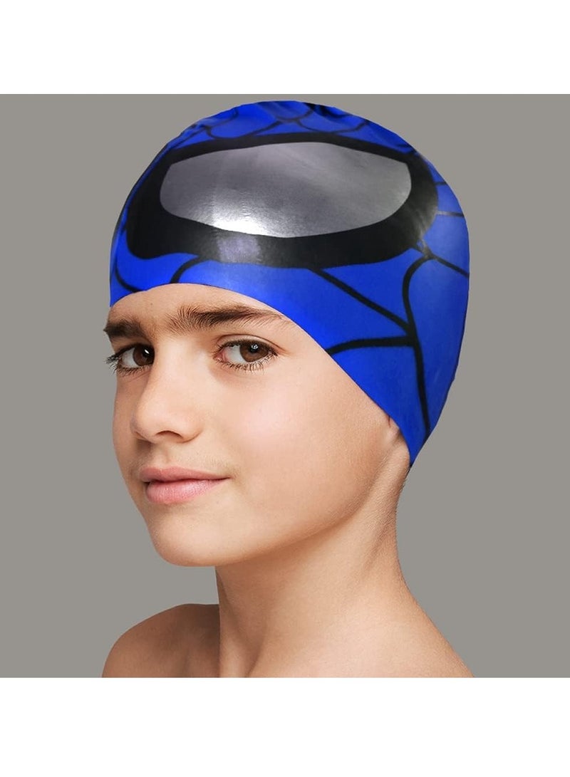 2 Pack Kids Swim Cap (Age 3-12), Durable Silicone Swimming Cap for Kids Youths, Kids Swimming Caps Unisex Waterproof Water Sports Hat