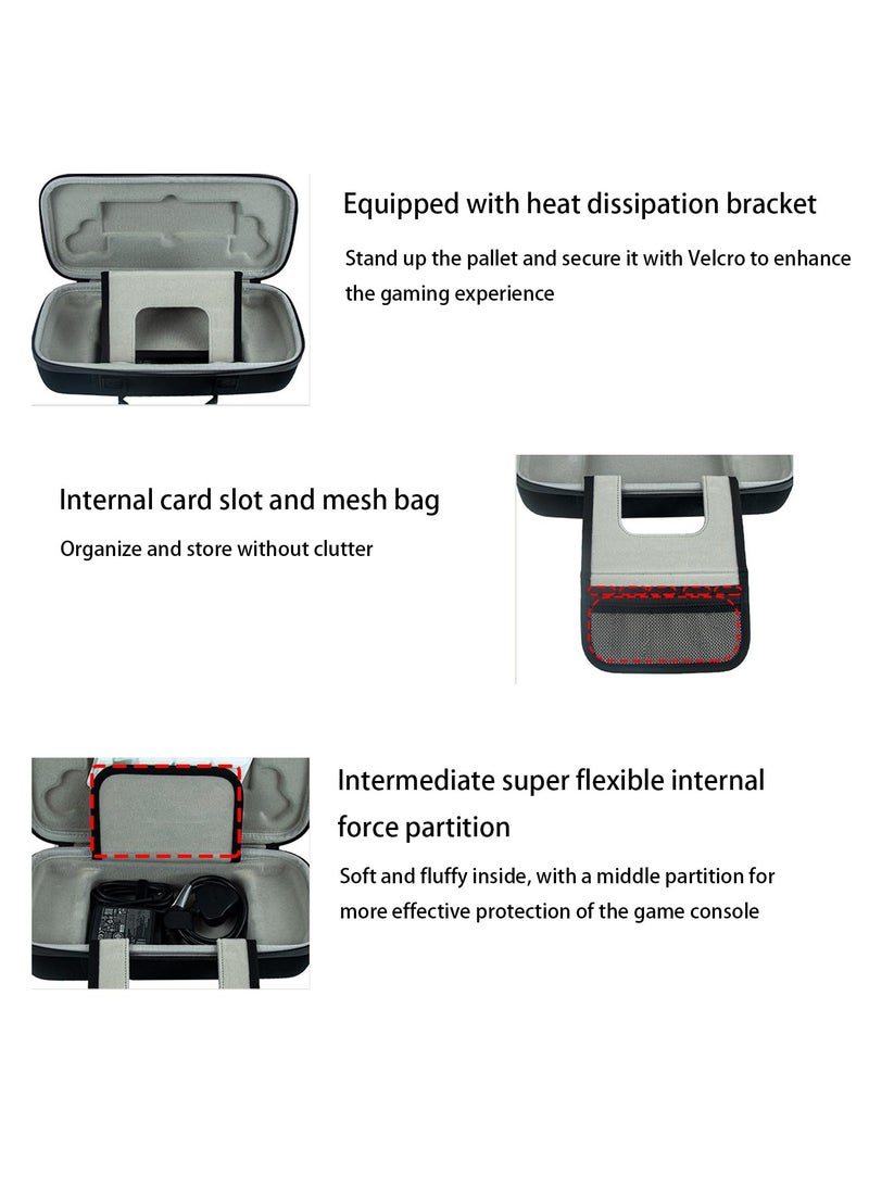 Durable Hard Carrying Case for ROG Ally Console, Travel-Ready Protective Handbag, EVA Shockproof Storage, Built-in Heat Dissipation Stand, Waterproof Oxford Fabric.