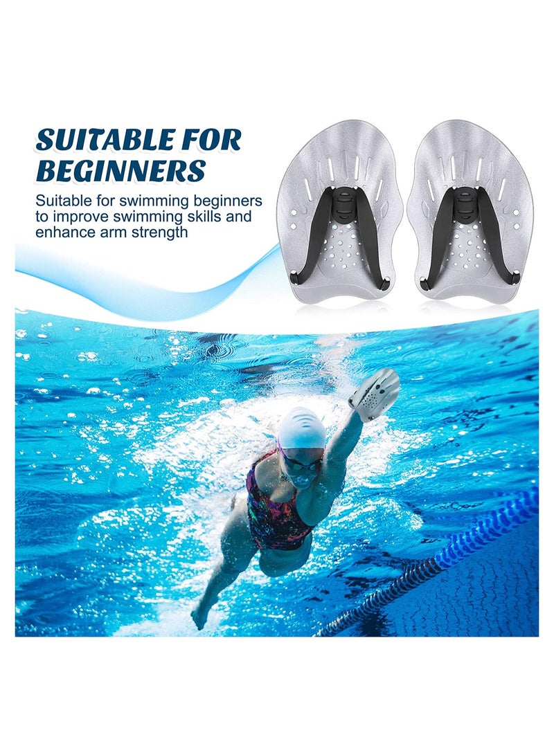 2 Pair Contour Swim Paddles Hand Swim Training Paddles Hand Swim Paddles Hand with Adjustable Straps Swimming Hand Paddles for Women Men and Children Professional Swimming Accessories