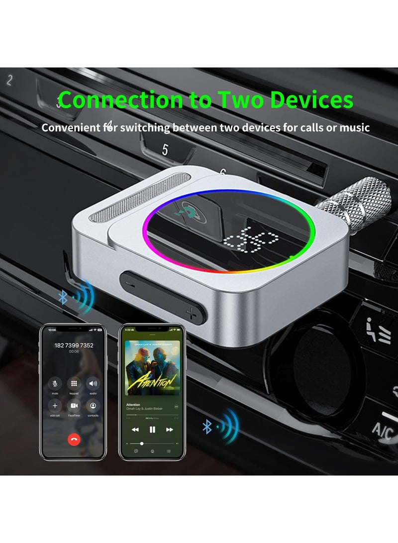 Bluetooth 5.3 Aux Adapter, Wireless Audio Receiver for Car/Home Stereo/Speaker/Wired Headphones | Dual AUX Outputs, RCA AUX 3.5mm Bluetooth Music Receiver for Car Audio System