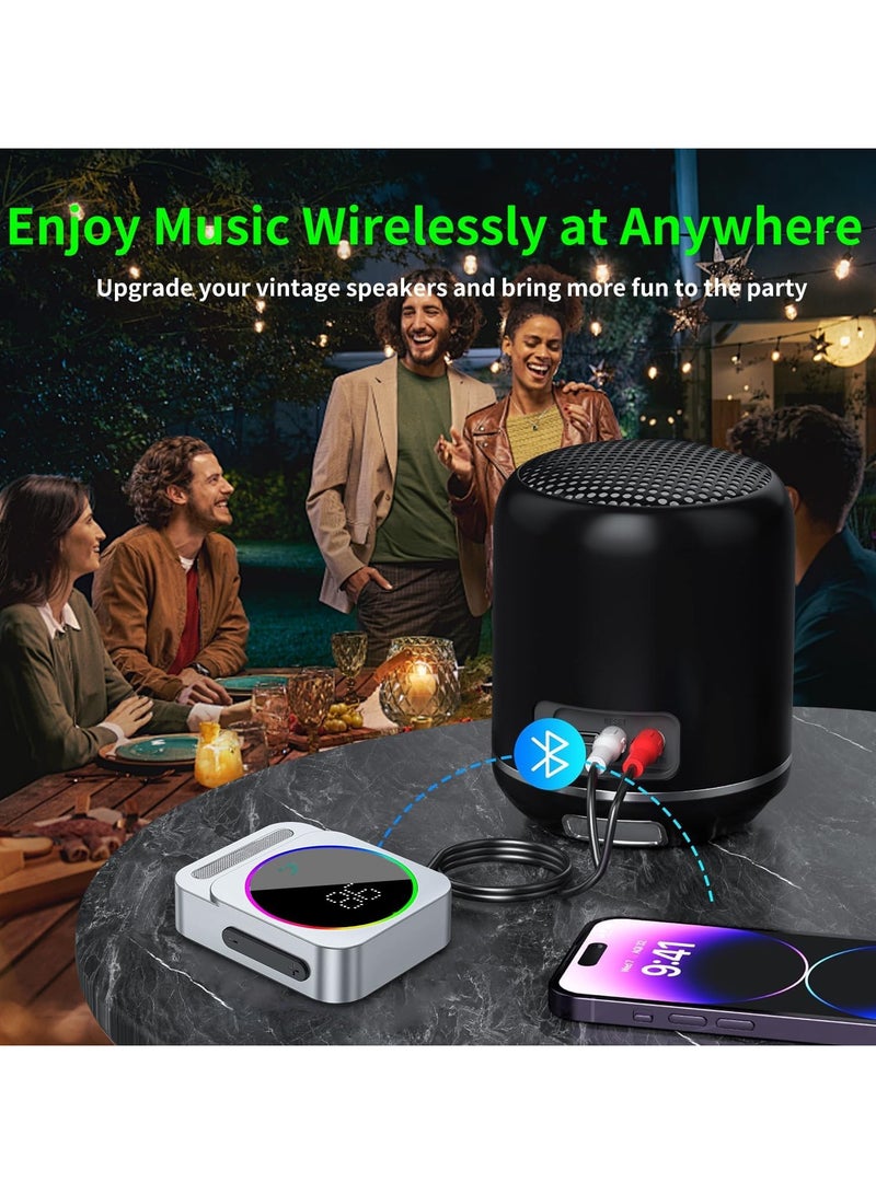 Bluetooth 5.3 Aux Adapter, Wireless Audio Receiver for Car/Home Stereo/Speaker/Wired Headphones | Dual AUX Outputs, RCA AUX 3.5mm Bluetooth Music Receiver for Car Audio System