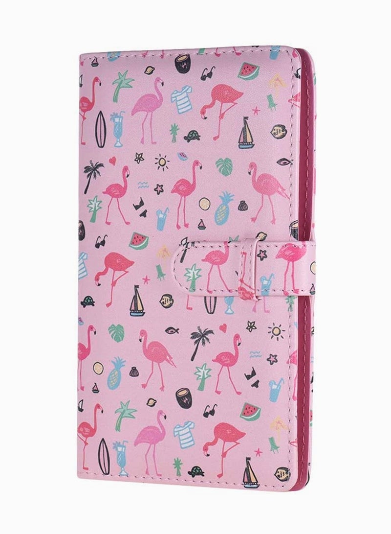 Mini Photo Album, KASTWAVE 96 Pockets PU Leather Flamingo Pattern Polaroid Photo Album, Mini Photo Book for Fujifilm Instax Mini 9 8 7s 70 25 50s 90 Films Photo Camera Paper for Credit Card