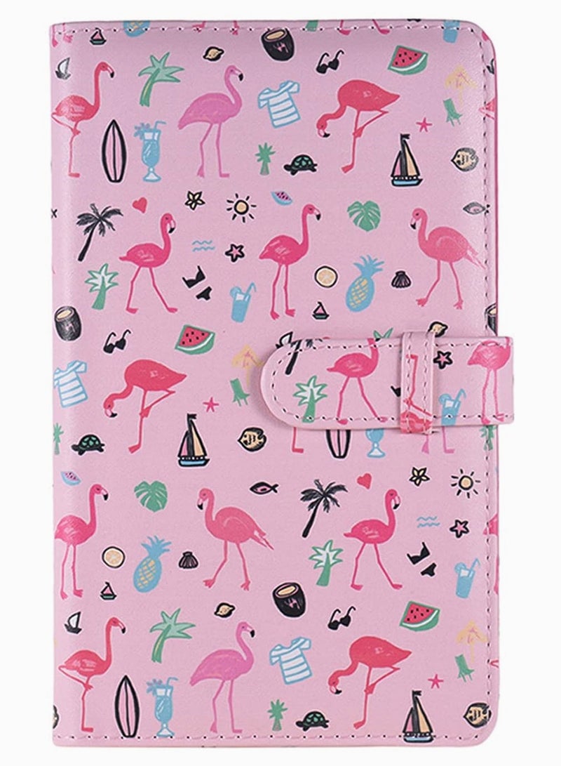Mini Photo Album, KASTWAVE 96 Pockets PU Leather Flamingo Pattern Polaroid Photo Album, Mini Photo Book for Fujifilm Instax Mini 9 8 7s 70 25 50s 90 Films Photo Camera Paper for Credit Card