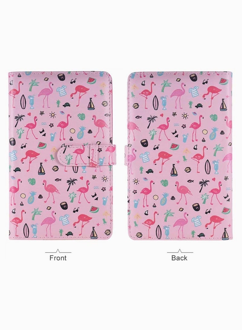 Mini Photo Album, KASTWAVE 96 Pockets PU Leather Flamingo Pattern Polaroid Photo Album, Mini Photo Book for Fujifilm Instax Mini 9 8 7s 70 25 50s 90 Films Photo Camera Paper for Credit Card