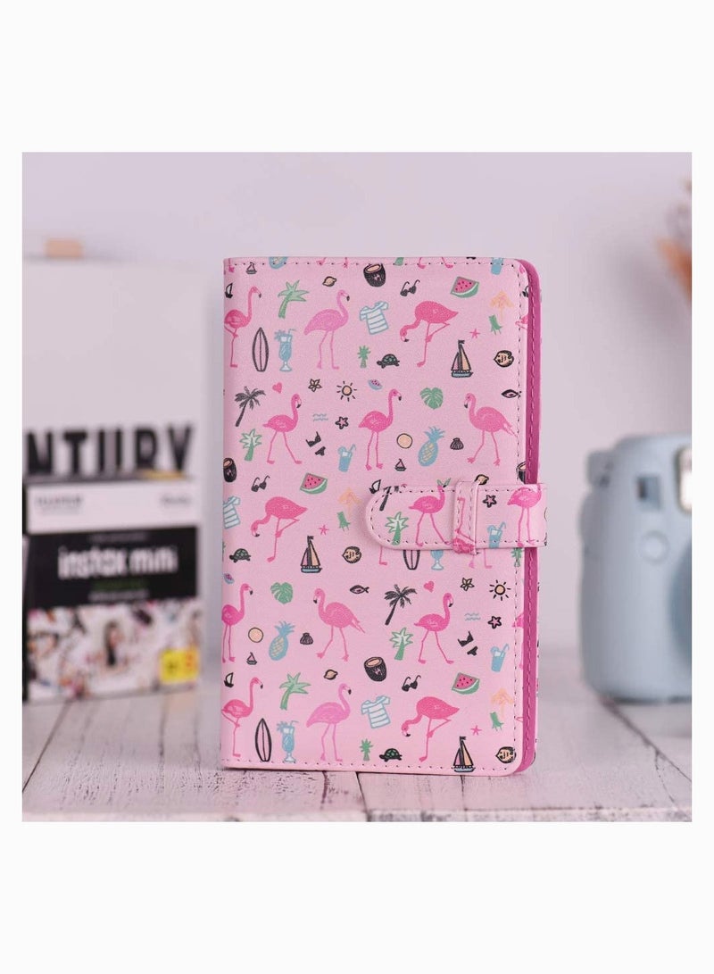 Mini Photo Album, KASTWAVE 96 Pockets PU Leather Flamingo Pattern Polaroid Photo Album, Mini Photo Book for Fujifilm Instax Mini 9 8 7s 70 25 50s 90 Films Photo Camera Paper for Credit Card