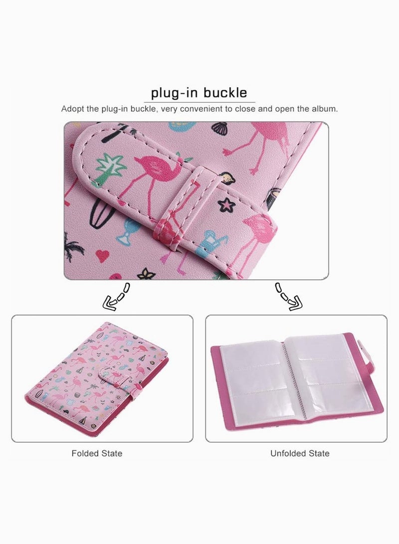 Mini Photo Album, KASTWAVE 96 Pockets PU Leather Flamingo Pattern Polaroid Photo Album, Mini Photo Book for Fujifilm Instax Mini 9 8 7s 70 25 50s 90 Films Photo Camera Paper for Credit Card