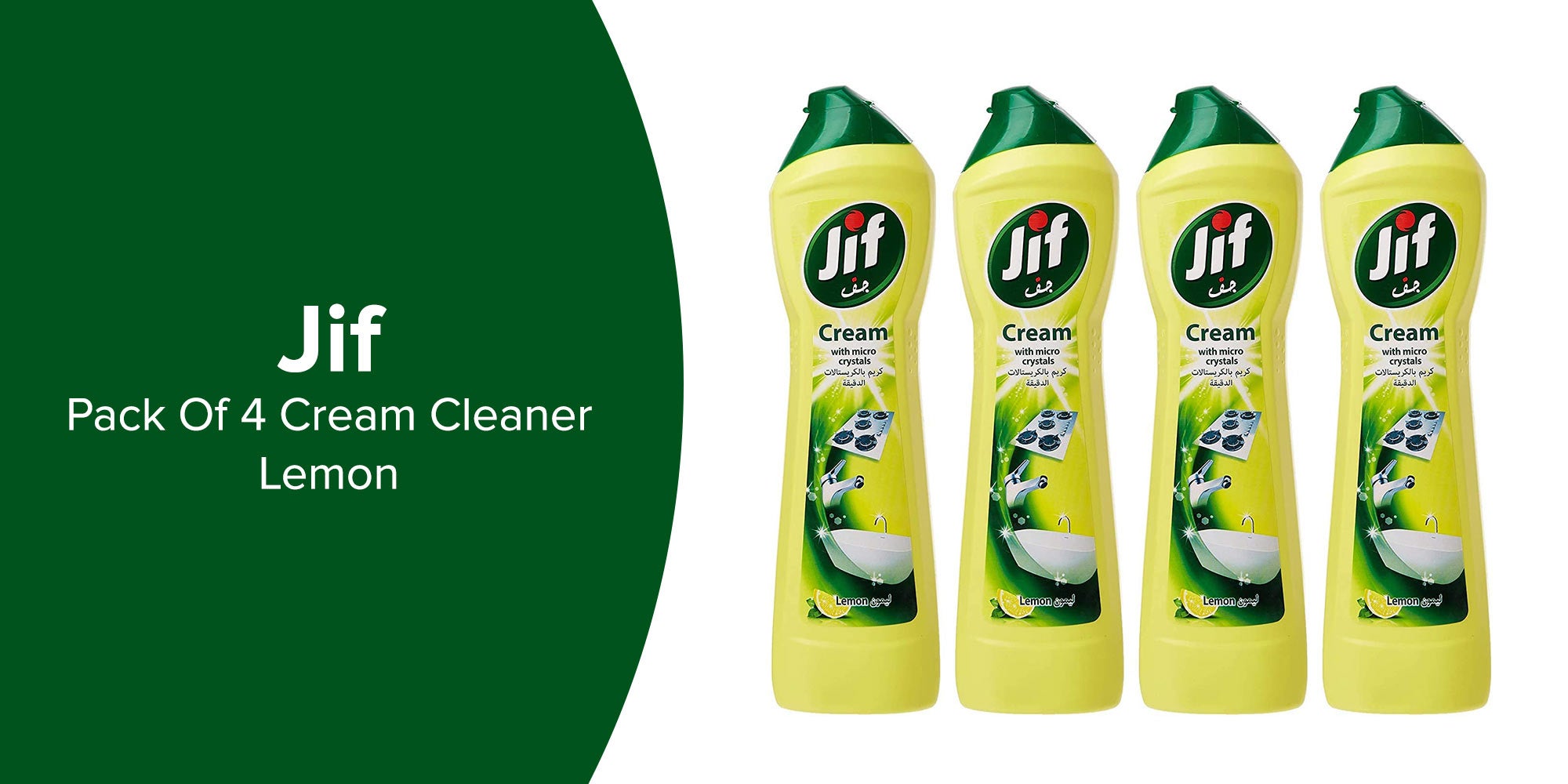 Pack of 4 Cream Cleaner With Micro Crystals Technology Lemon Eliminates Grease Burnt Food And Limescale Stains 500ml