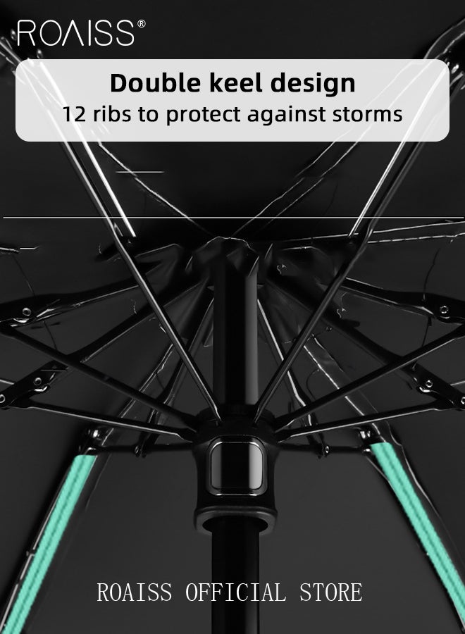 12 Rib Dual Purpose Umbrella for Women Highly Efficient Insulation Capsule Parasol UPF50+ Mini Lightweight 5 Fold Umbrella 37 Inch Enlarge Umbrella Cover Includes Umbrella Case