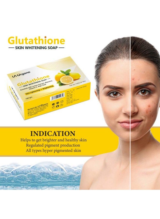 Glutathione Soap For Skin Whitening Lightening And Brightening With Lemon Extracts Aloe Vera Kojic Acid Antiaging Dark Circle Sun Damage Corrector For Fair Skin (Pack Of 4)