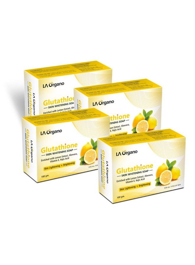 Glutathione Soap For Skin Whitening Lightening And Brightening With Lemon Extracts Aloe Vera Kojic Acid Antiaging Dark Circle Sun Damage Corrector For Fair Skin (Pack Of 4)
