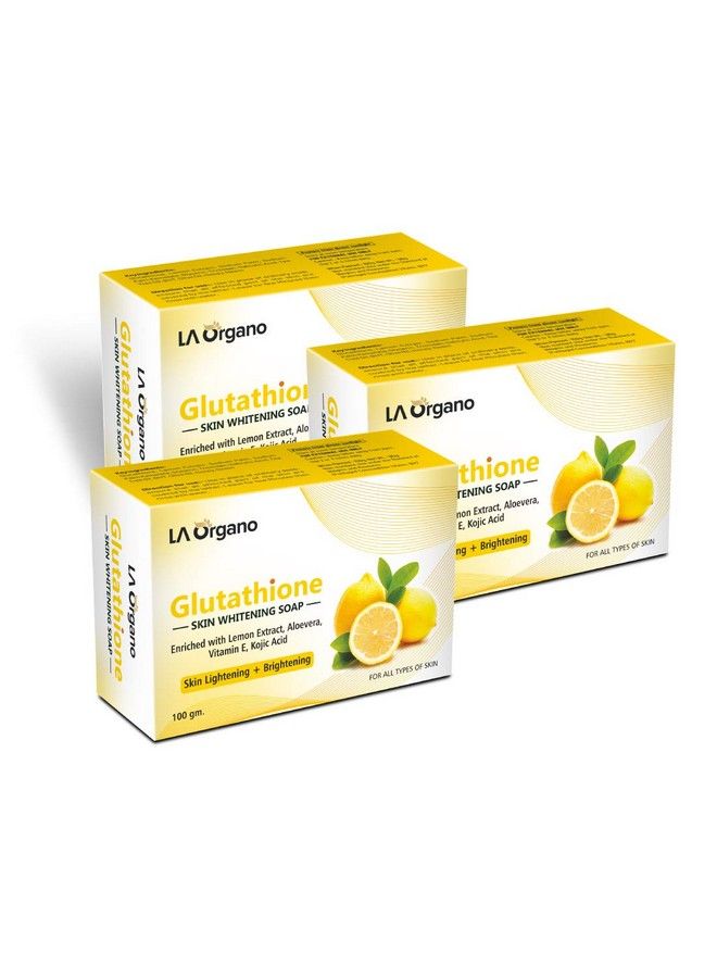 Glutathione Soap For Skin Whitening Lightening And Brightening With Lemon Extracts Aloe Vera Kojic Acid Antiaging Dark Circle Sun Damage Corrector For Fair Skin (Pack Of 3)