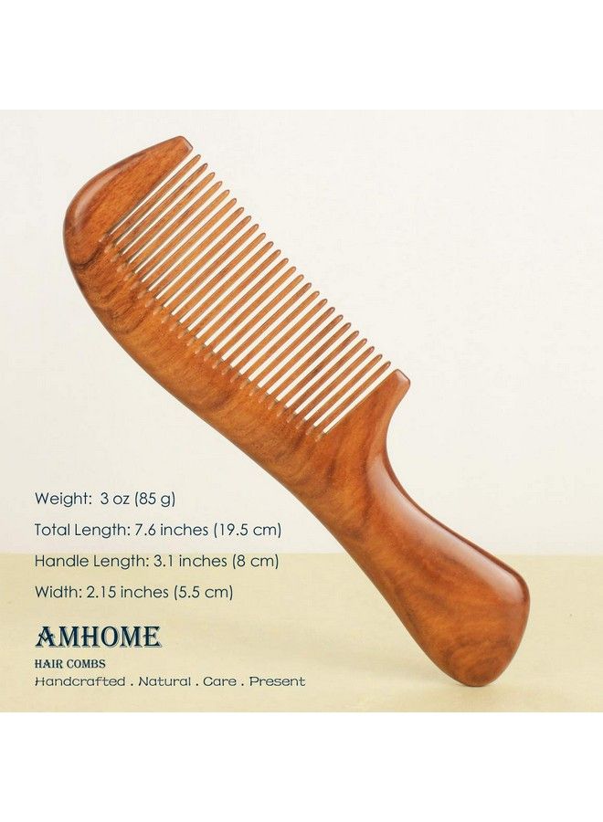 Premium Hair Comb Wooden Combs Natural Dalbergia Wood Handcrafted Sturdy Smooth No Static Detangle (Dalbergia B Standard Tooth 7.6