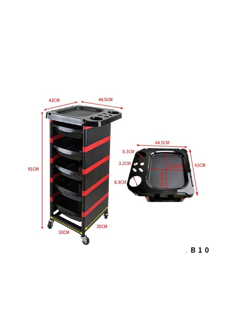 Salon Plastic Trolley With Wheels Black