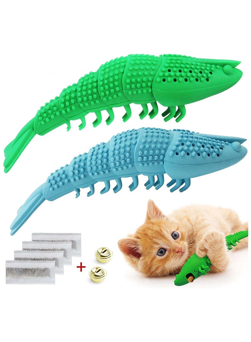 Cat Catnip Dental Toy Interactive Toothbrush Chew Treat Natural Rubber Bite Resistance Lobster Shape Toys Tooth Cleaning Durable for Pet Kitten Kitty 2 Pack