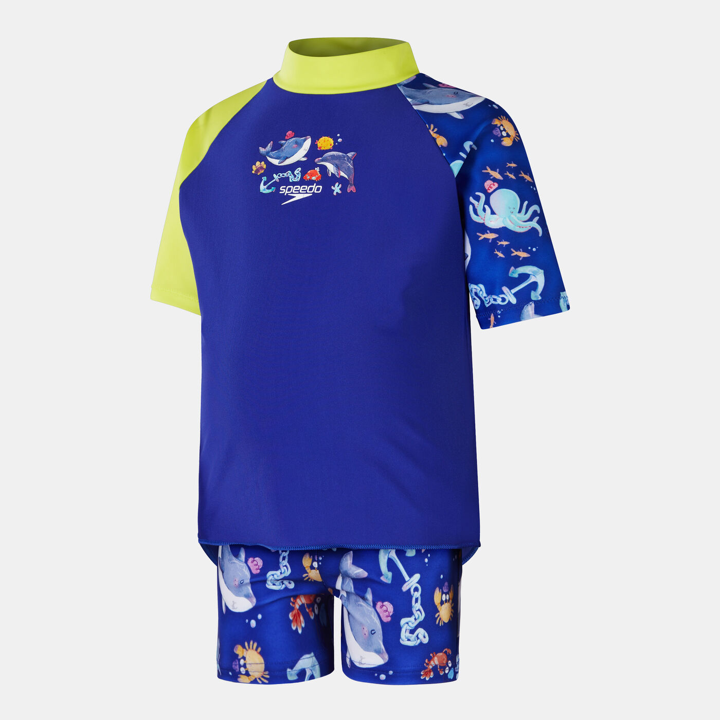 Kids' Digital Swimming Rashguard and Shorts 2-Piece Set