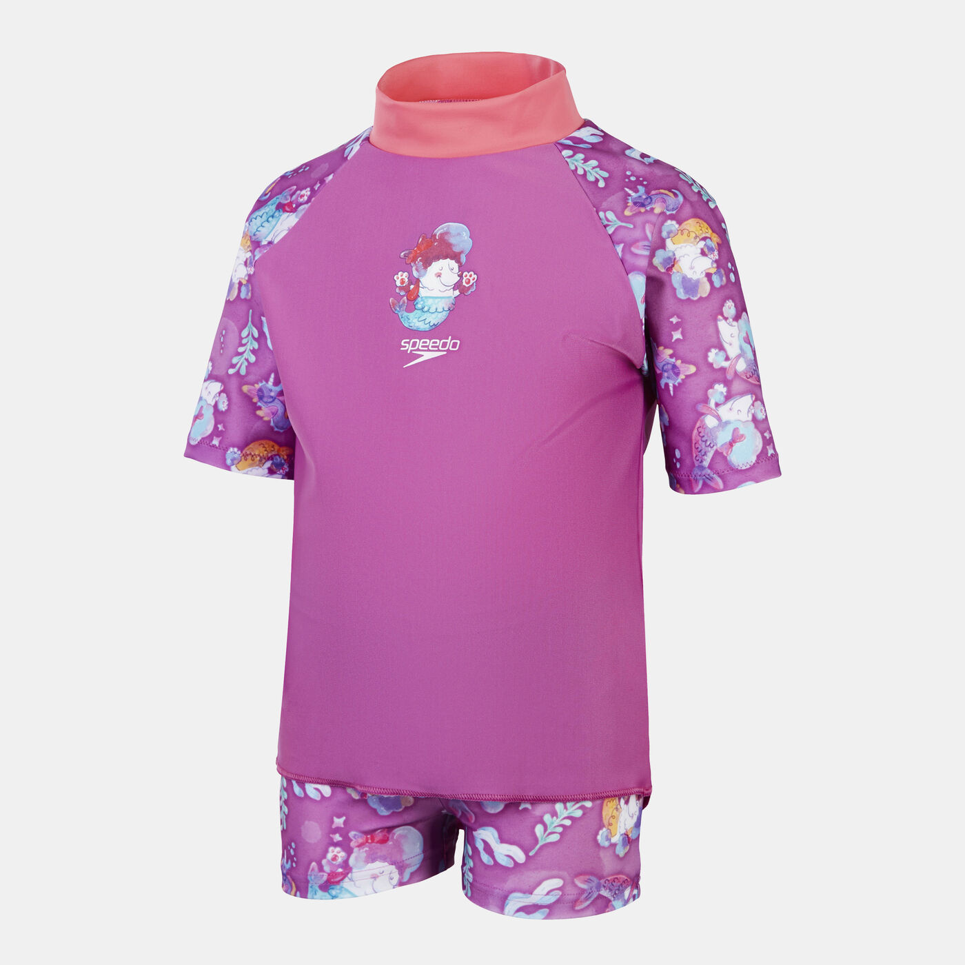 Kids' Digital Swimming Rashguard and Shorts 2-Piece Set