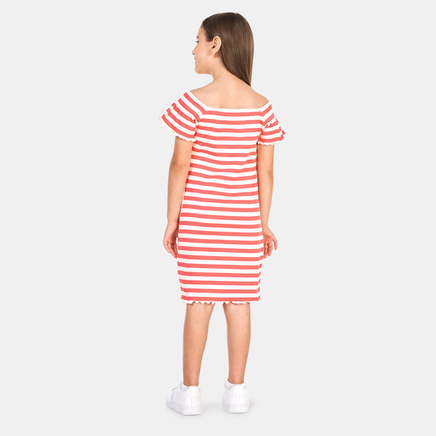 Kids' Off Shoulder Stripe Dress