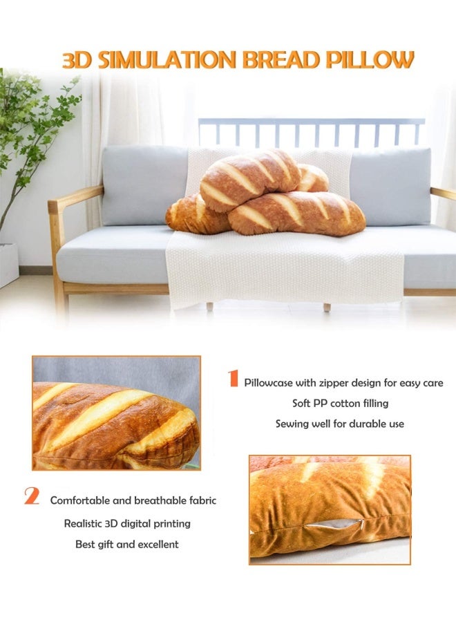 Wepop40 in 3D Simulation Bread Shape Pillow Soft Lumbar Back Cushion Funny Food Plush Stuffed Toy for Home Decor Gift