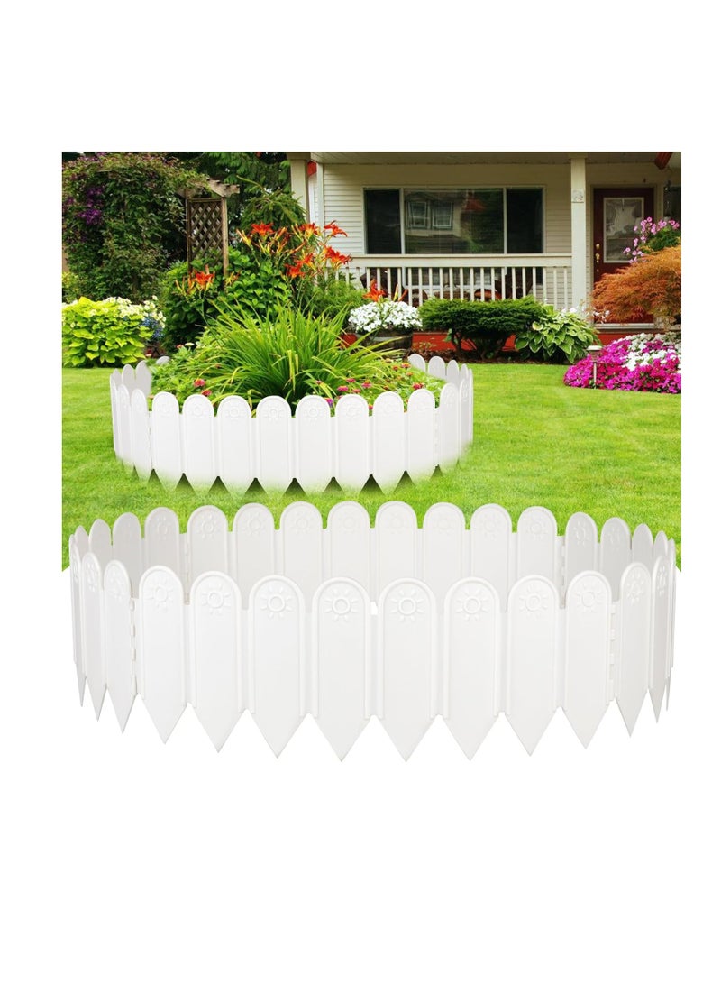 10Pcs Landscape Edging, No Dig Garden Edging Border Decorative Interlocking Lawn and Garden Edgings Landscaping Border for Lawn Garden Flower Bed Yard Walkway (White, 5.9” x15.75”)