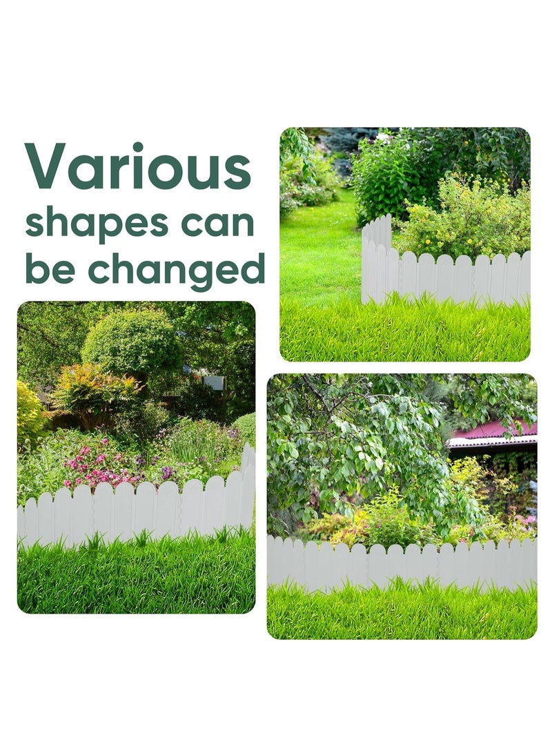 10Pcs Landscape Edging, No Dig Garden Edging Border Decorative Interlocking Lawn and Garden Edgings Landscaping Border for Lawn Garden Flower Bed Yard Walkway (White, 5.9” x15.75”)