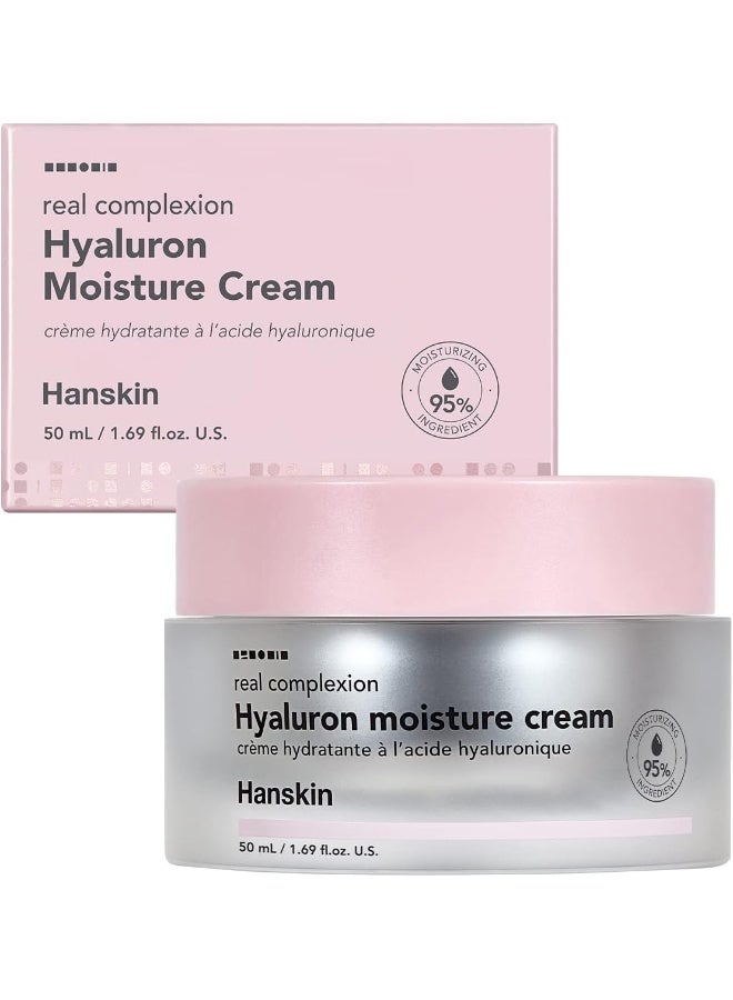 Hanskin Real Complexion Hyaluron Moisture Cream, Hydrating Formula With Hyaluronic Acid, 50Ml