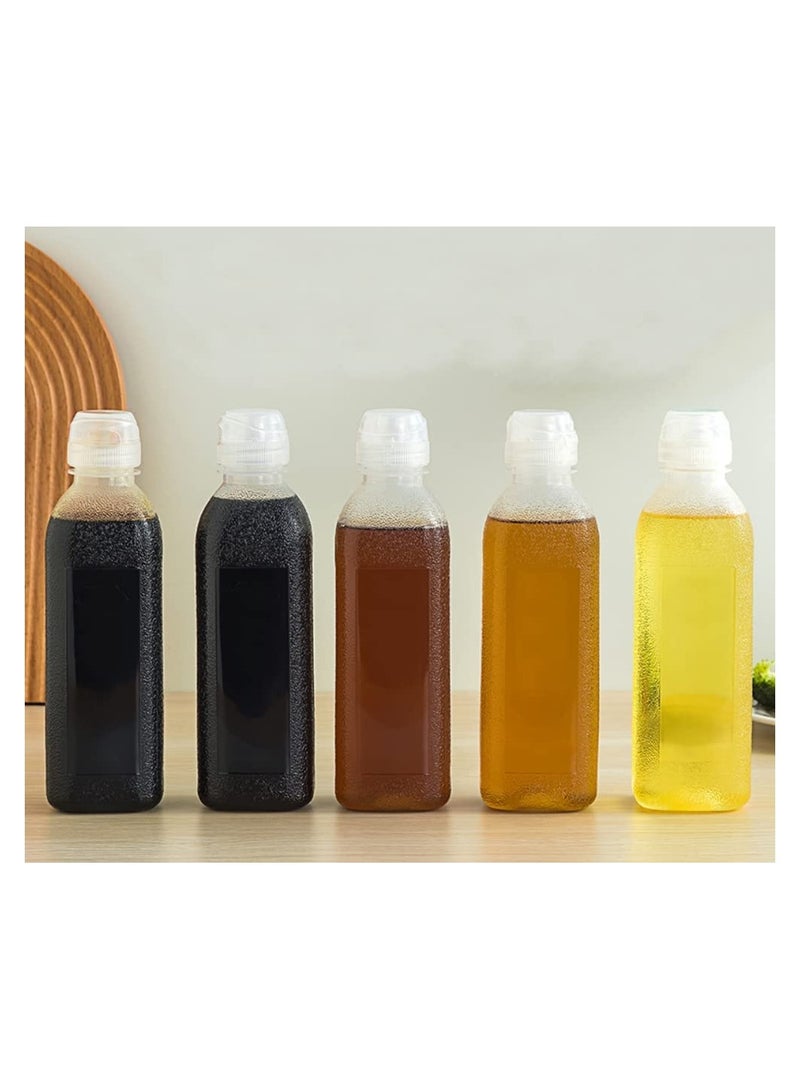 Condiment Squeeze Bottles 16 Oz 5 Pack with Flip Top Cap, Sauce Bottles with scale For Oil, Ketchup, Water, Liquids, Set of 5 (16-oz-Bottles-5)